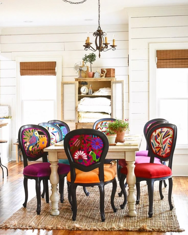 Colorful Eclectic Dining Room Chair Makeover Ideas
