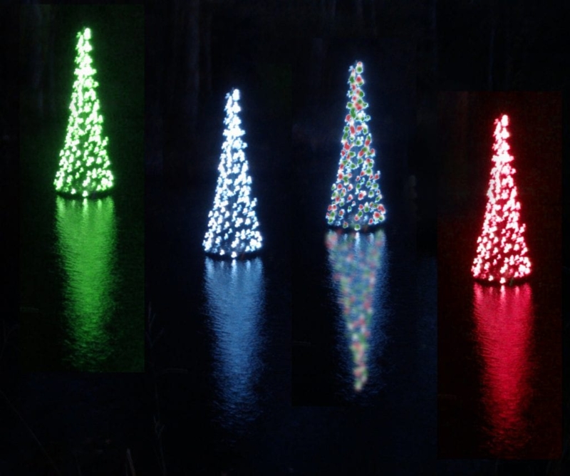 Colorful Floating LED Christmas Trees Decoration
