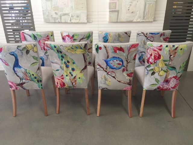 Colorful Floral and Peacock Dining Chairs Set