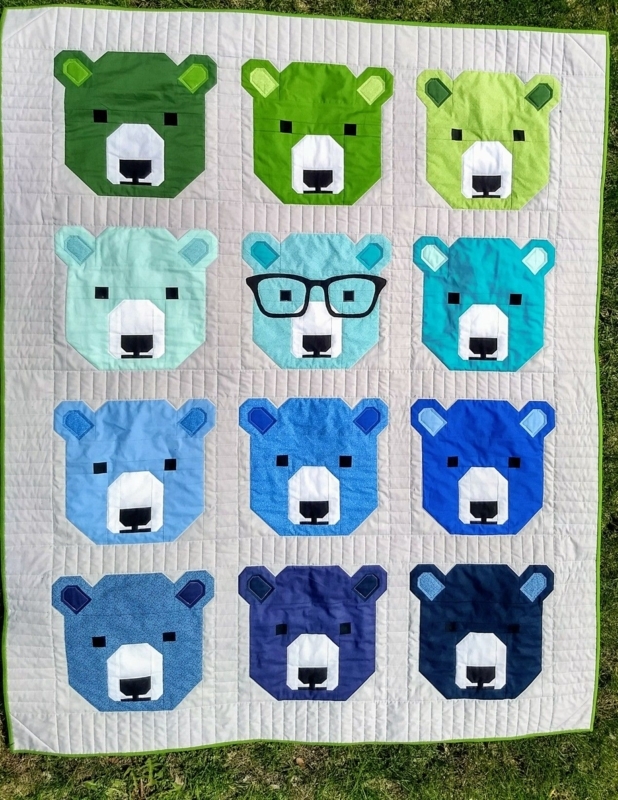Colorful Geometric Bear Quilt Pattern