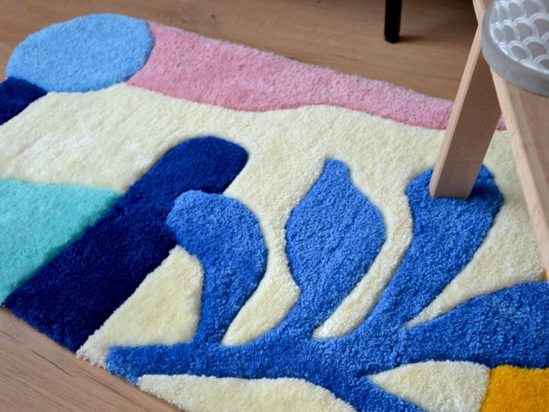 Colorful Graphic Asymmetrical Modern Area Rug