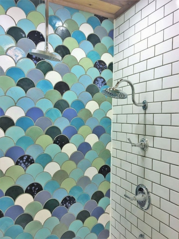 Colorful Mermaid Scale Shower Tile Design