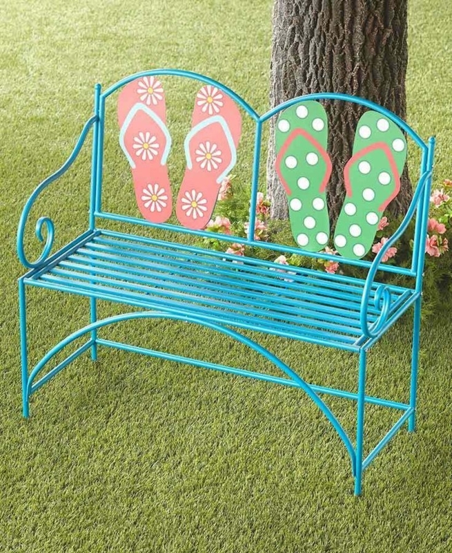Colorful Metal Garden Bench with Flip-Flop Design