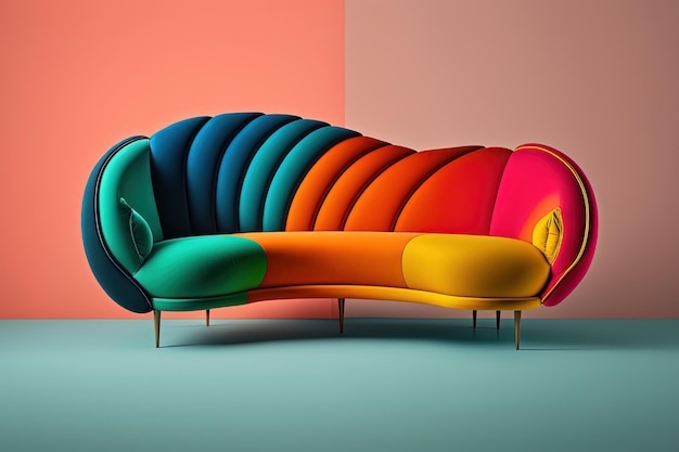 Colorful Modern Futuristic Curved Couch Design