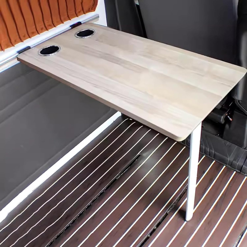 Compact Folding Campervan Table with Cup Holders