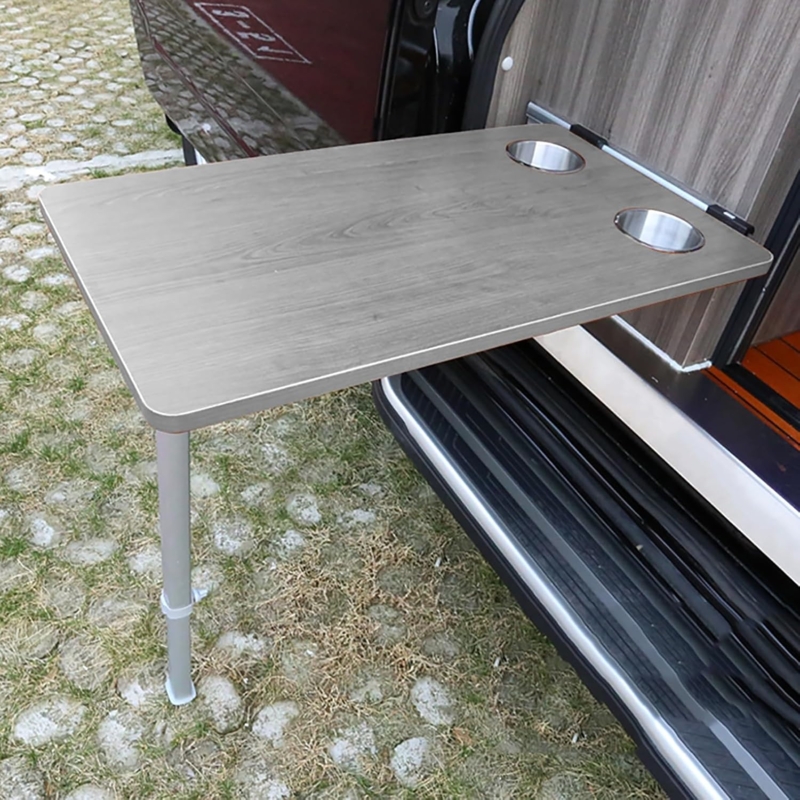 Compact RV Wall-Mounted Folding Table with Cup Holders