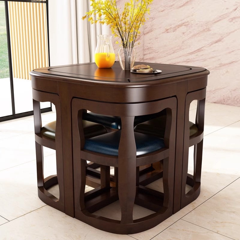 Compact Solid Wood Nesting Dining Table Set