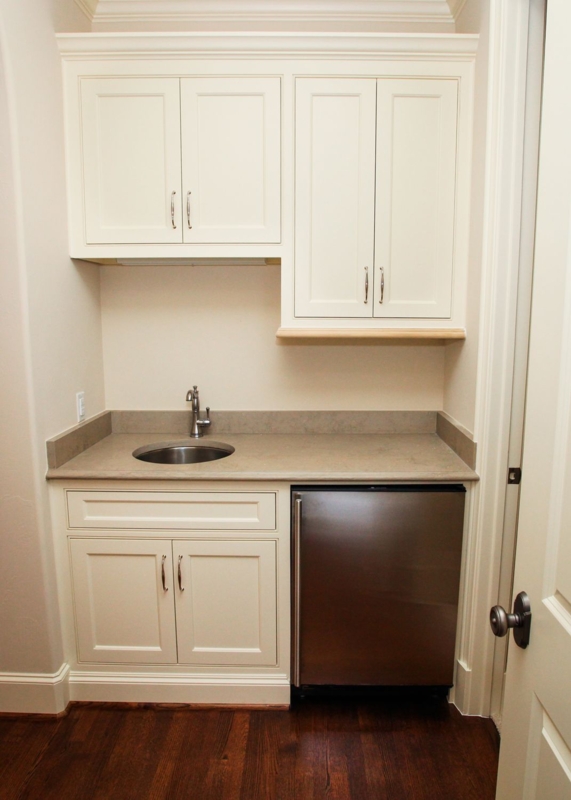 Compact Wet Bar Cabinet with Sink and Mini Fridge