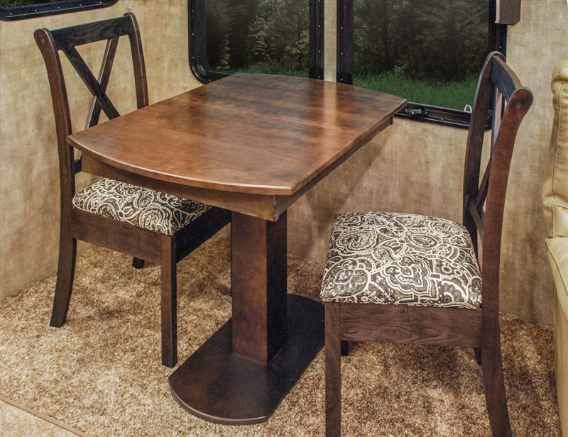 Compact Wooden Dining Set with Patterned Cushions