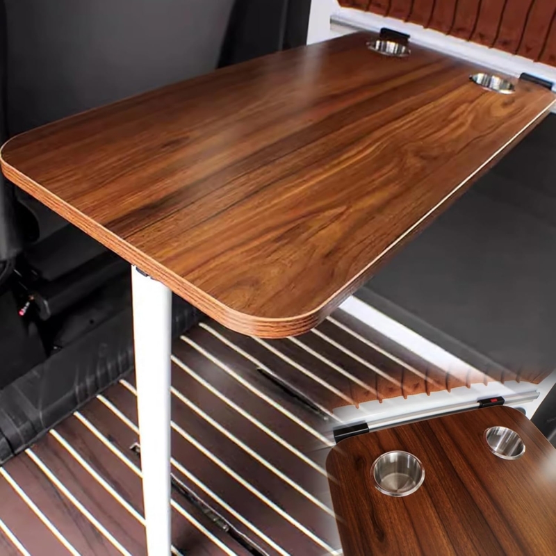 Compact Wooden RV Folding Table with Cup Holders