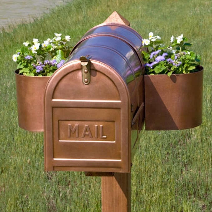 Copper Mailbox Planter with Vibrant Flowers
