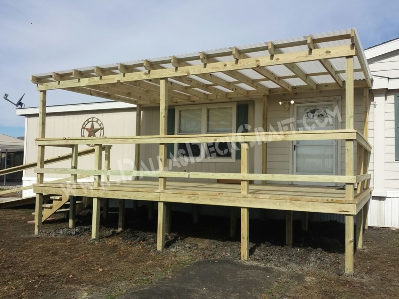 Covered Wooden Porch for Manufactured Mobile Homes