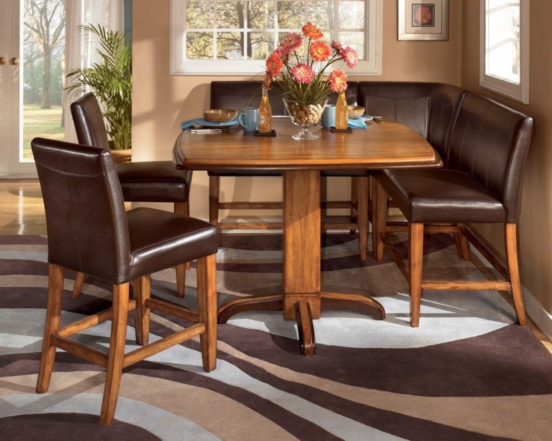 Cozy Booth Style Kitchen Dining Set with Wood Table