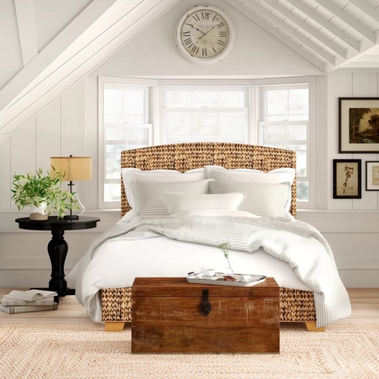 Cozy Coastal Bedroom with Natural Woven Headboard
