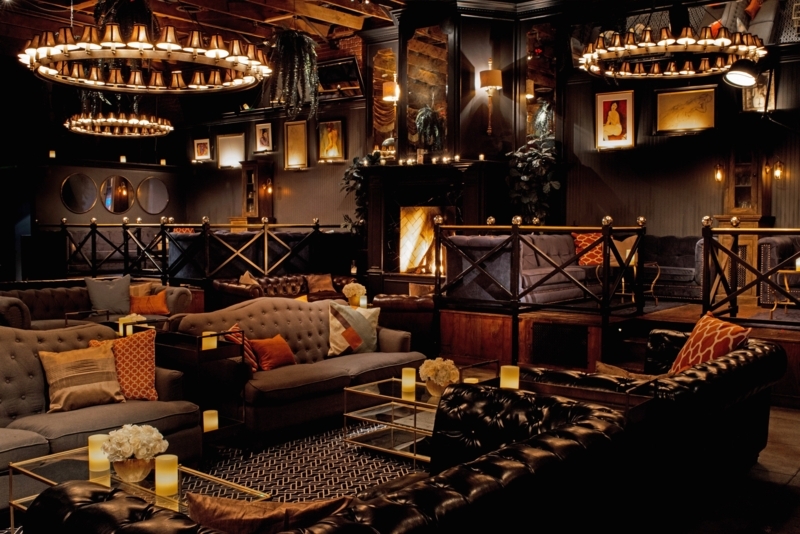Cozy Elegant Bar Interior with Warm Lighting