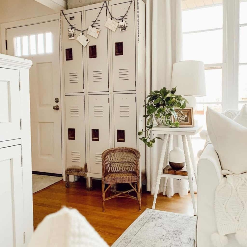 Cozy Entryway with Vintage Lockers and Natural Accents