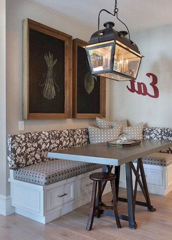 Cozy Kitchen Booth Seating with Rustic Table Design