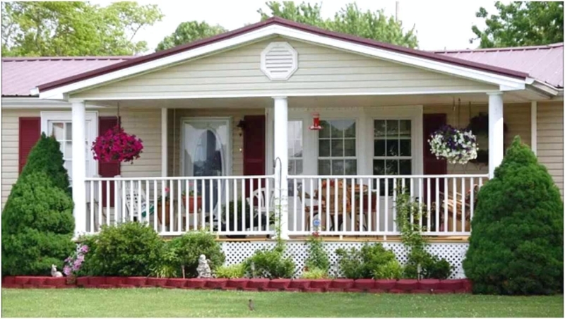 Cozy Mobile Home Porch with Classic White Railings