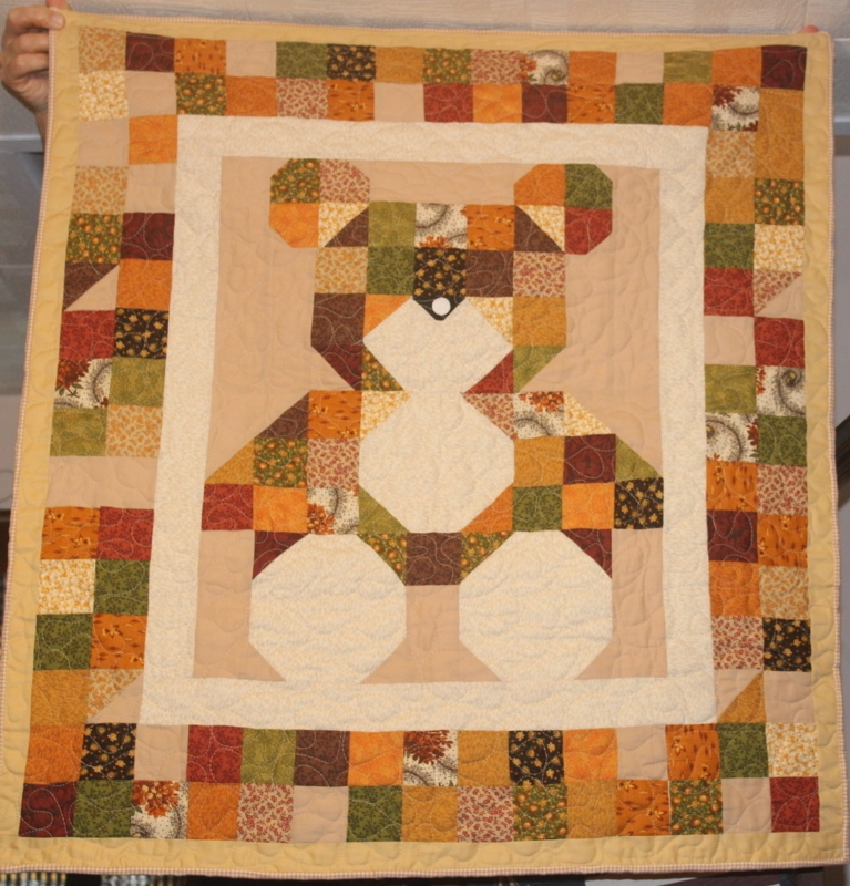 Cozy Patchwork Teddy Bear Quilted Throw