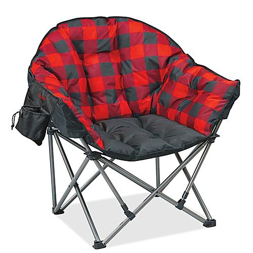 Cozy Red and Black Checkered Folding Lounge Chair