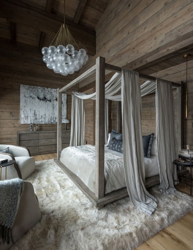 Cozy Rustic Master Bedroom with Canopy Bed