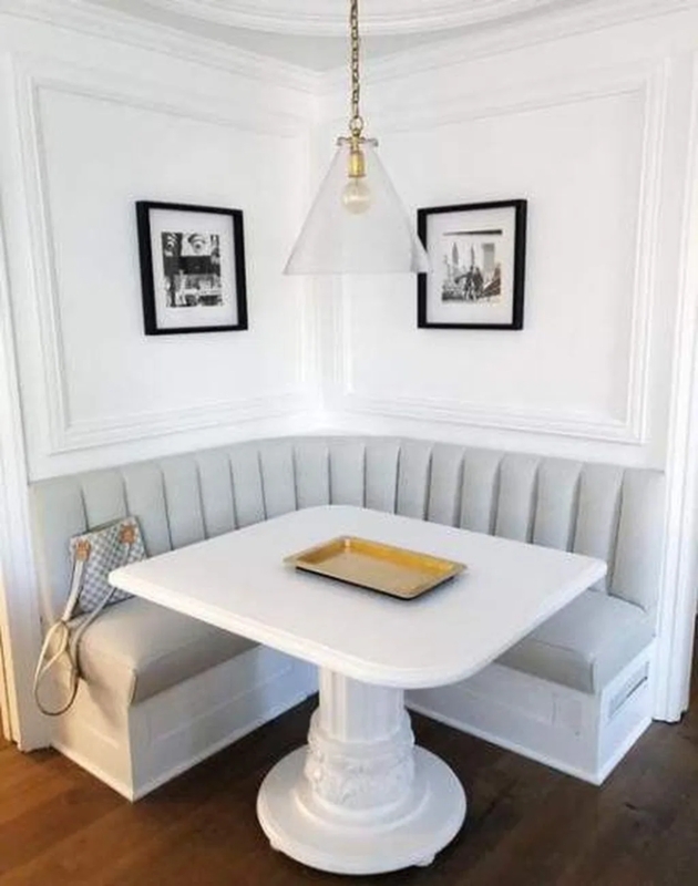 Cozy White Corner Kitchen Booth with Table