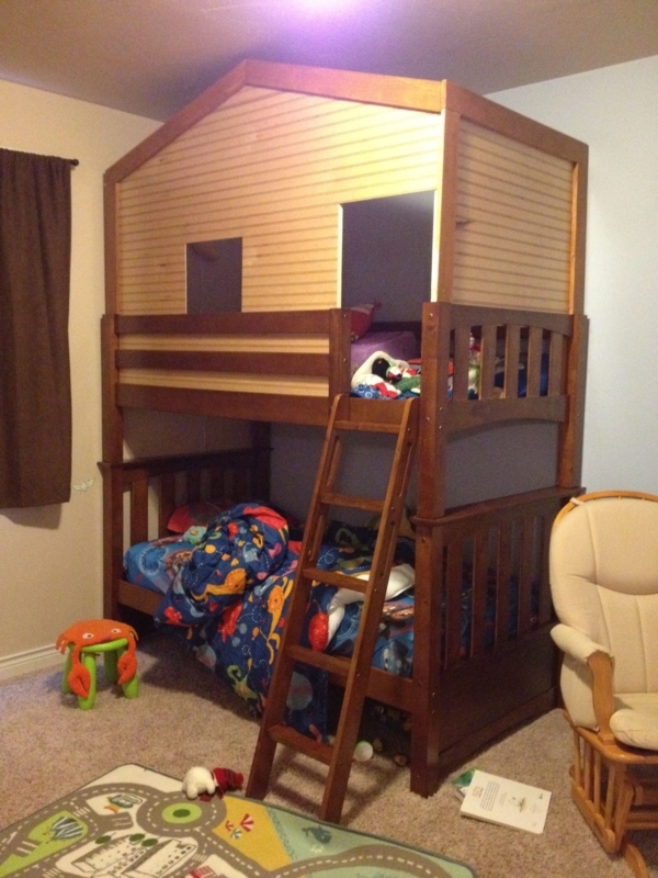 Cozy Wooden Bunk Bed Fort with Ladder
