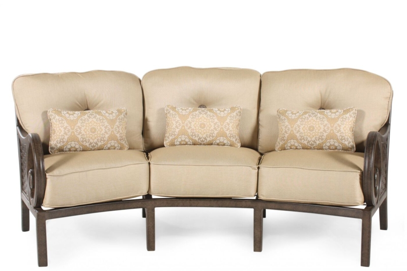 Cream Crescent Sofa with Decorative Pillows