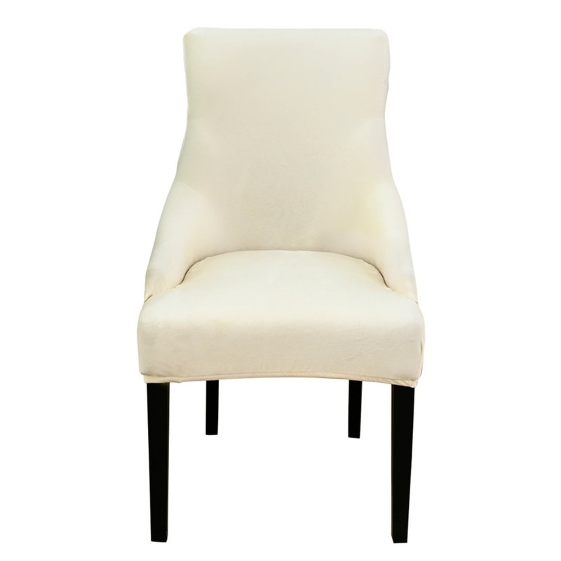 Cream Velvet Stretch Dining Chair Slipcover