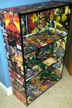 Creative Comic Book Display Shelf with Graphic Art