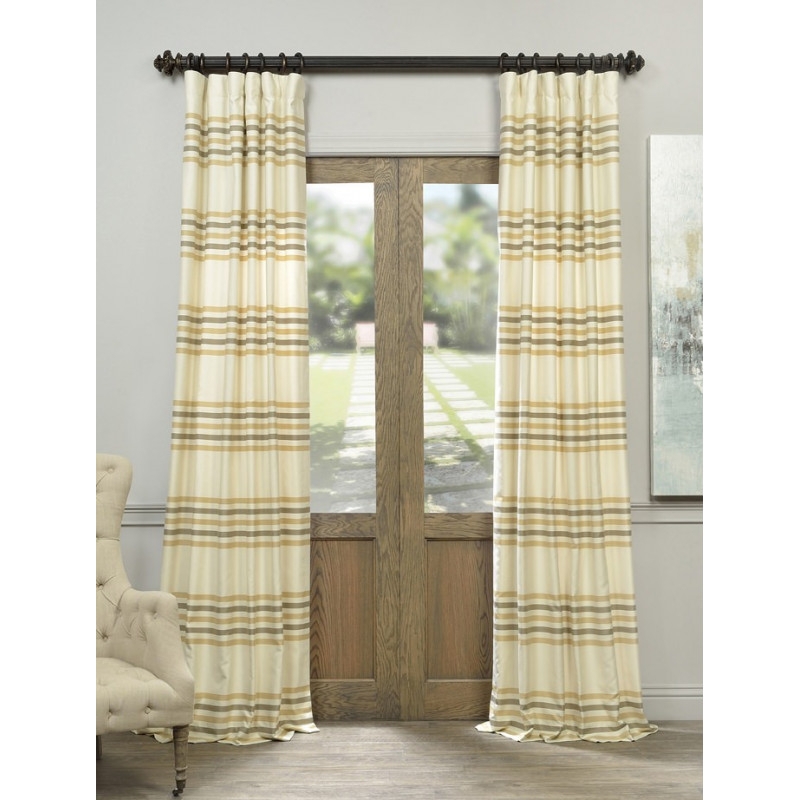 Creme Brulee Horizontal Stripe Jacquard Curtain -
