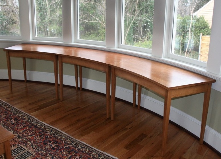 Custom Curved Wood Tables for Bay Windows