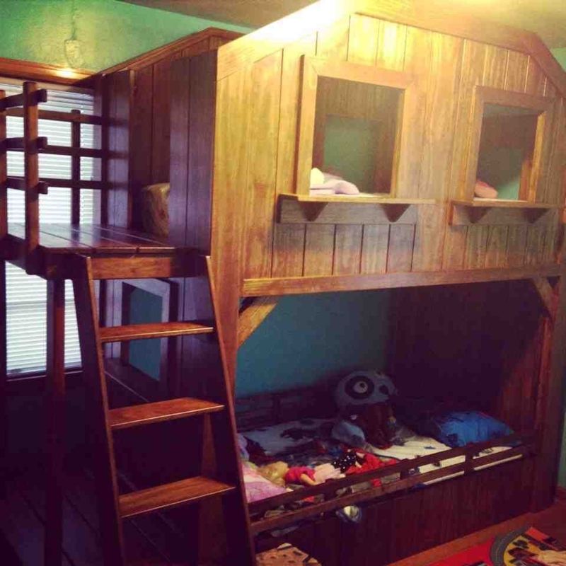 Custom Wooden Bunk Bed Fort for Kids' Rooms