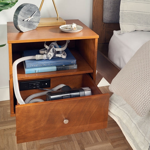 Custom Wooden Nightstand with Hidden CPAP Storage
