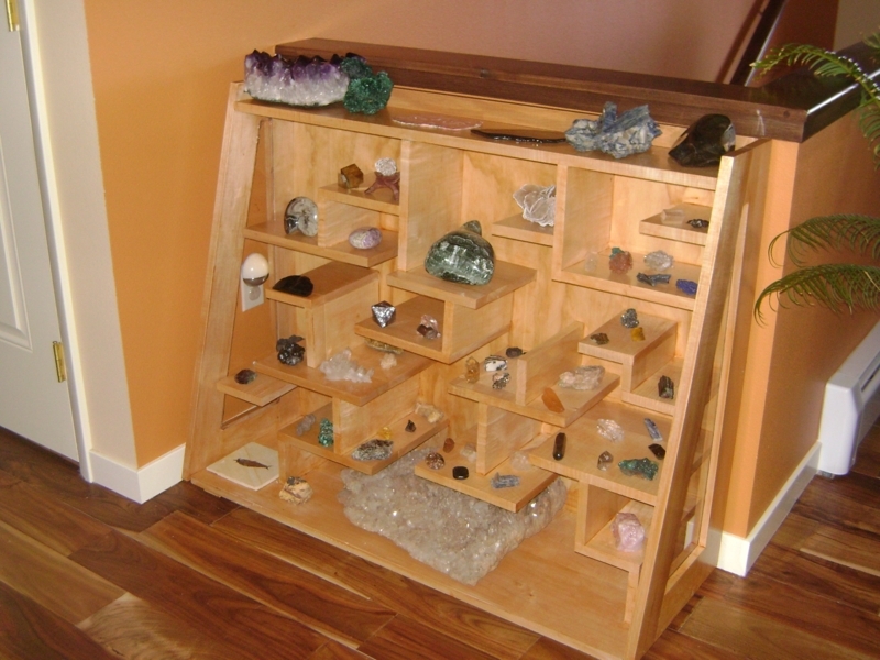 Custom Wooden Rock and Mineral Display Shelf