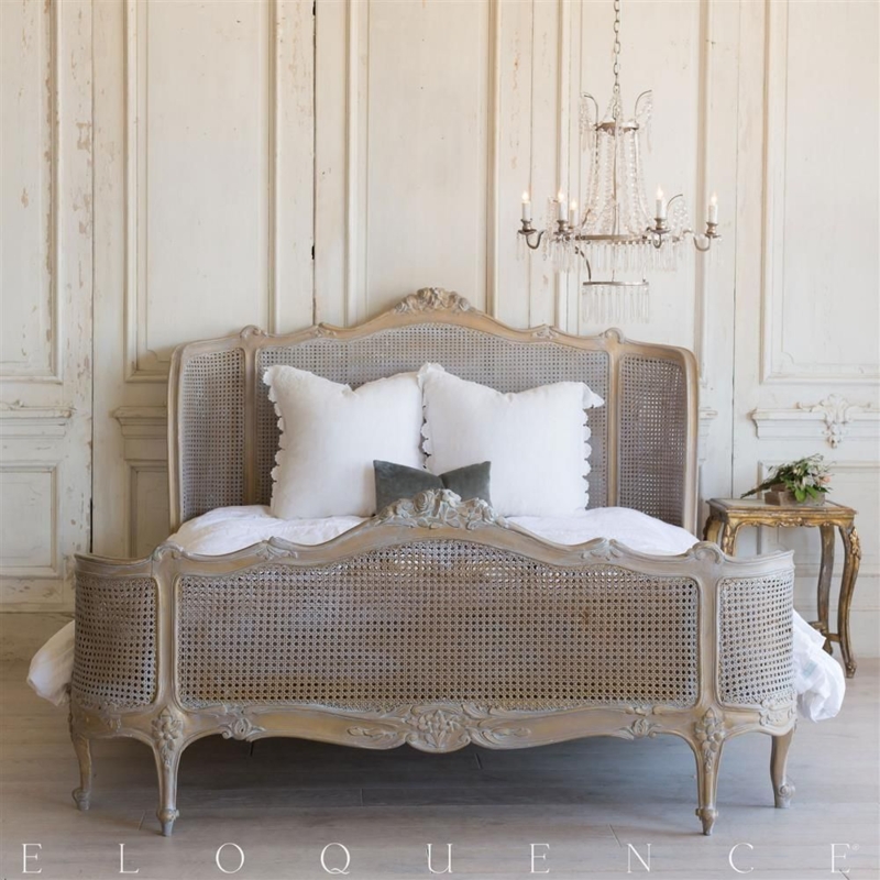 Cute vintage cane bed frame in matte bronze and patina paint. Stately ...