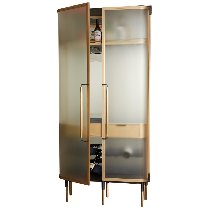 D629 Dragonfly Curved Frosted Glass Bar Cabinet