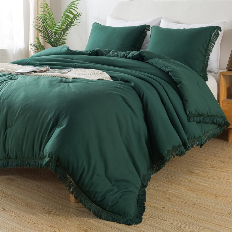 Dark Emerald Green Comforter Set for Cozy Bedrooms