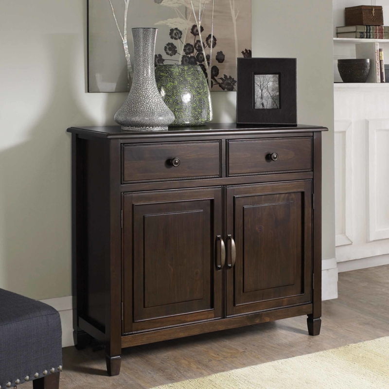 Dark Wood Entryway Storage Cabinet with Drawers