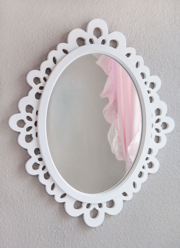 Decorative White Oval Princess Wall Mirror