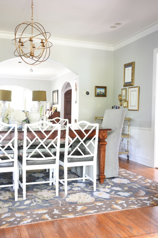 Dining Chair White Chippendale with Faux Bamboo and Charcoal Seat