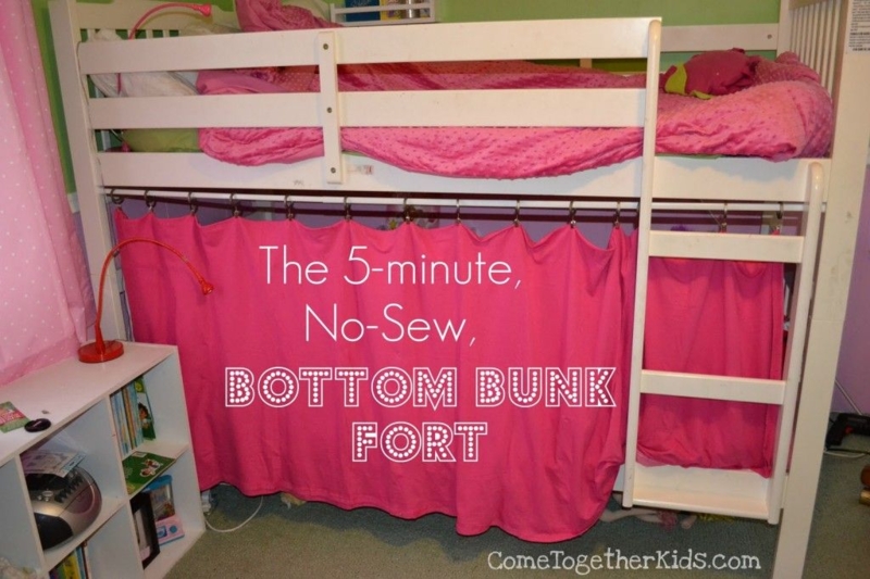 DIY Kids Loft Bed with No-Sew Bunk Fort Curtain