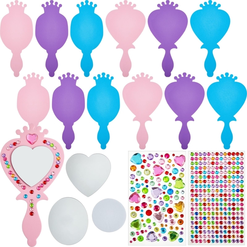 DIY Princess Foam Mirror Kits with Decorative Gems