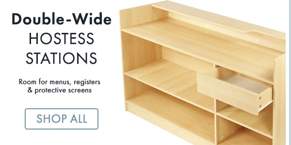 Double-Wide Wooden Hostess Station with Storage