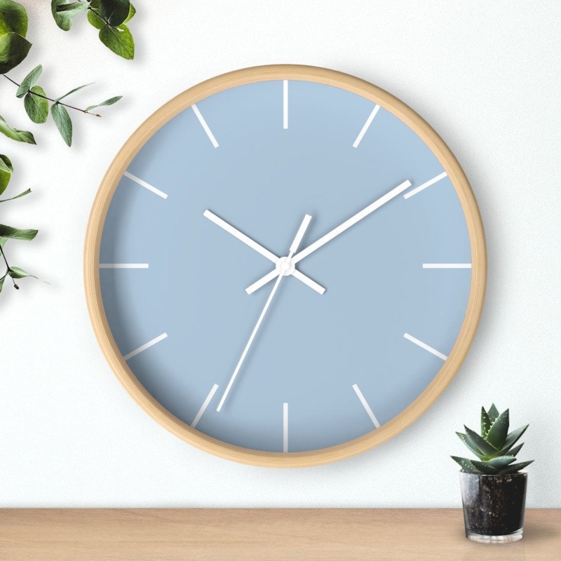 Dusky Blue Wall Clock With White Separators Pastel Wall - Etsy | Blue ...