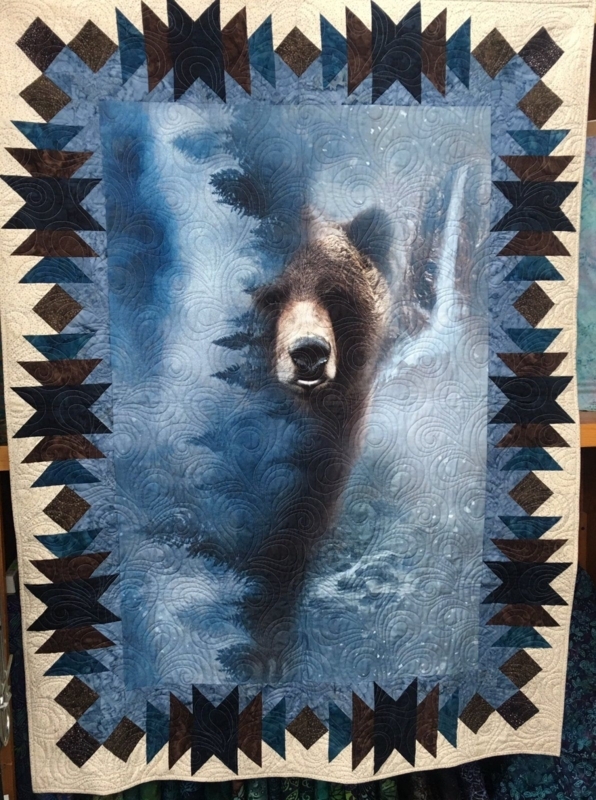 Echo Bear Wildlife Quilt with Forest Scene