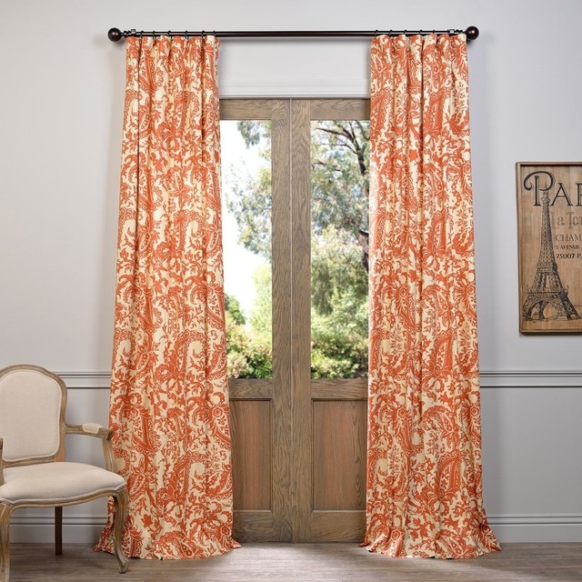 Edina Rust Printed Cotton Curtains for Living Room