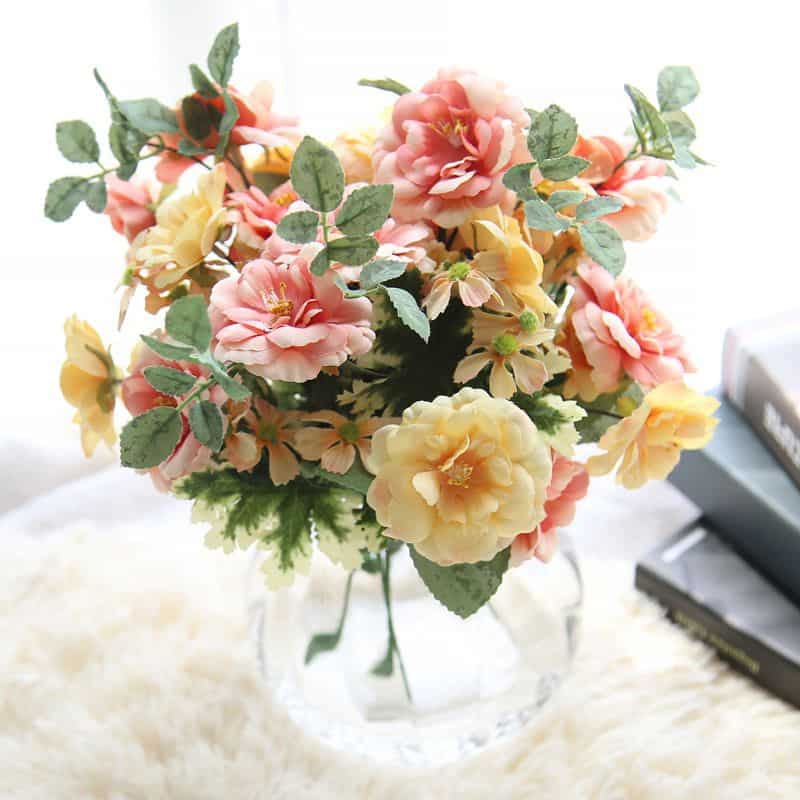 Elegant Artificial Camellia Flower Bouquet Arrangement
