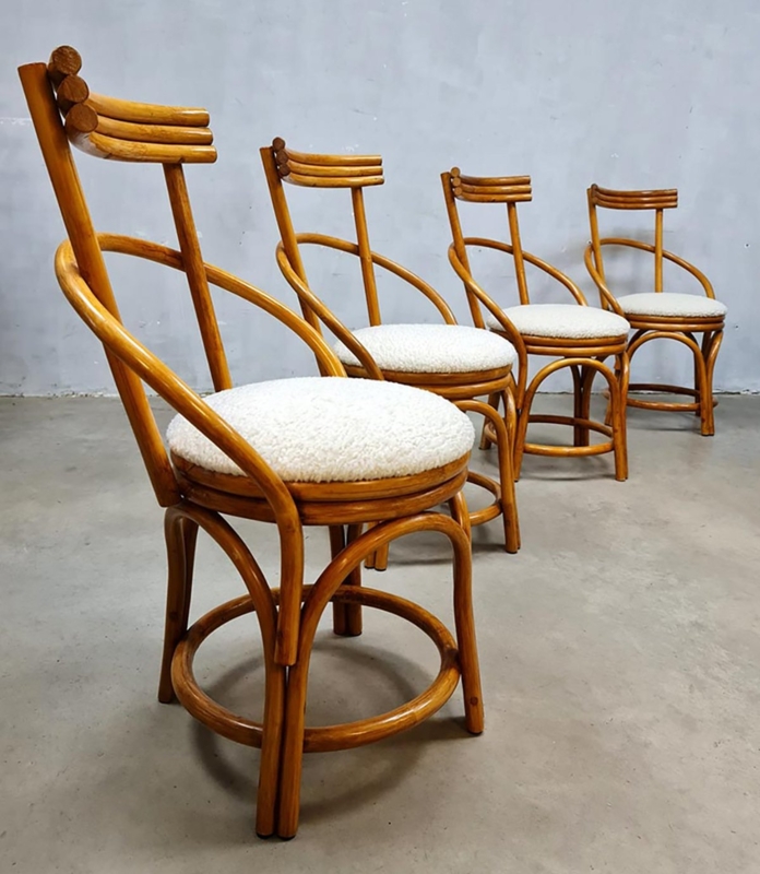 Elegant Bamboo Dining Chairs with Cushioned Seats