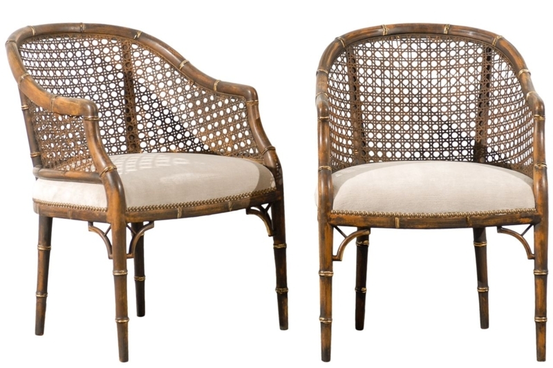 Elegant Bamboo Dining Chairs with Neutral Cushions